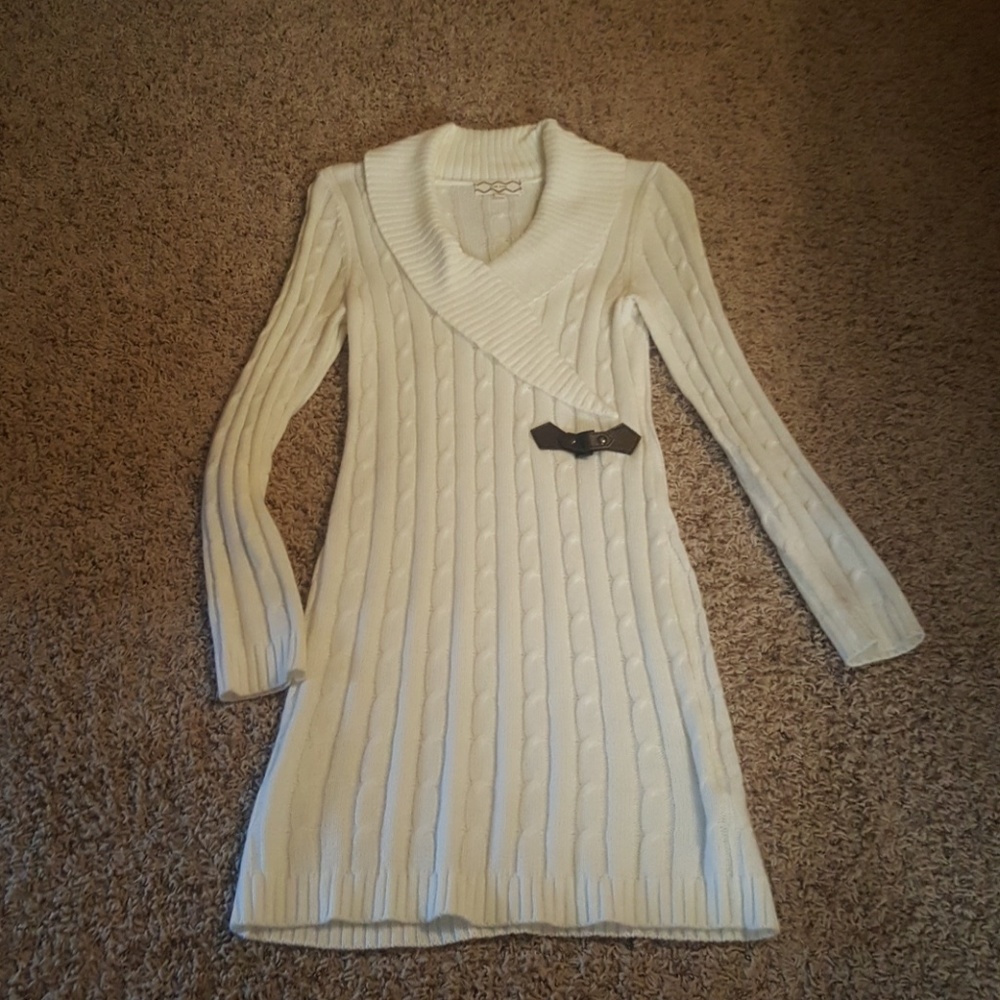 White Cardigan-style  Sweater Dress. Sz. Md.